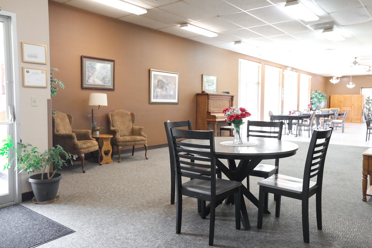 The shared dining and community space